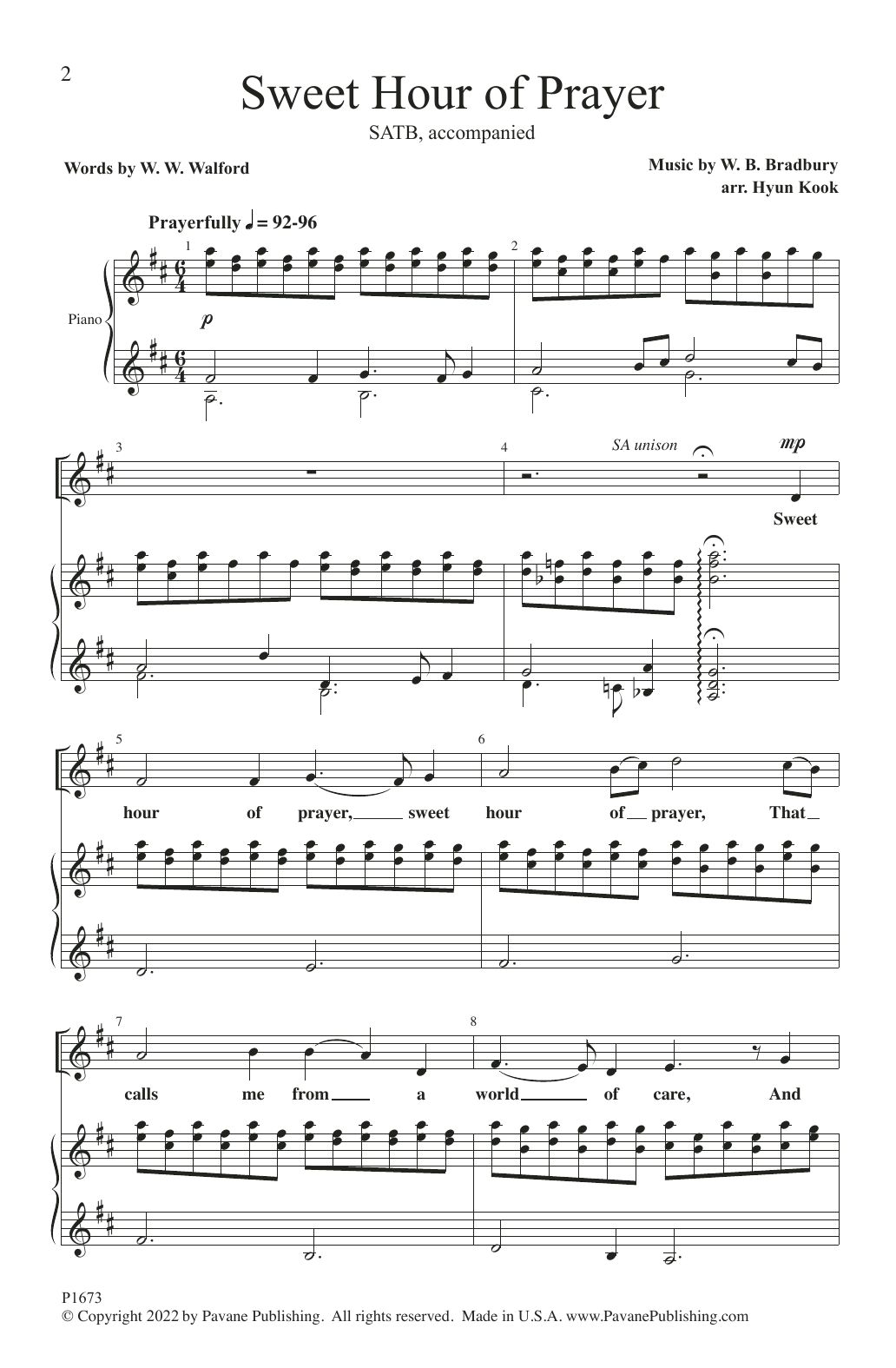 Download W.B. Bradbury Sweet Hour of Prayer (arr. Hyun Kook) Sheet Music and learn how to play SATB Choir PDF digital score in minutes