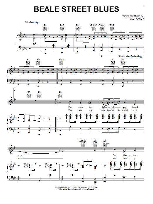Download W.C. Handy Beale Street Blues Sheet Music and learn how to play Melody Line, Lyrics & Chords PDF digital score in minutes