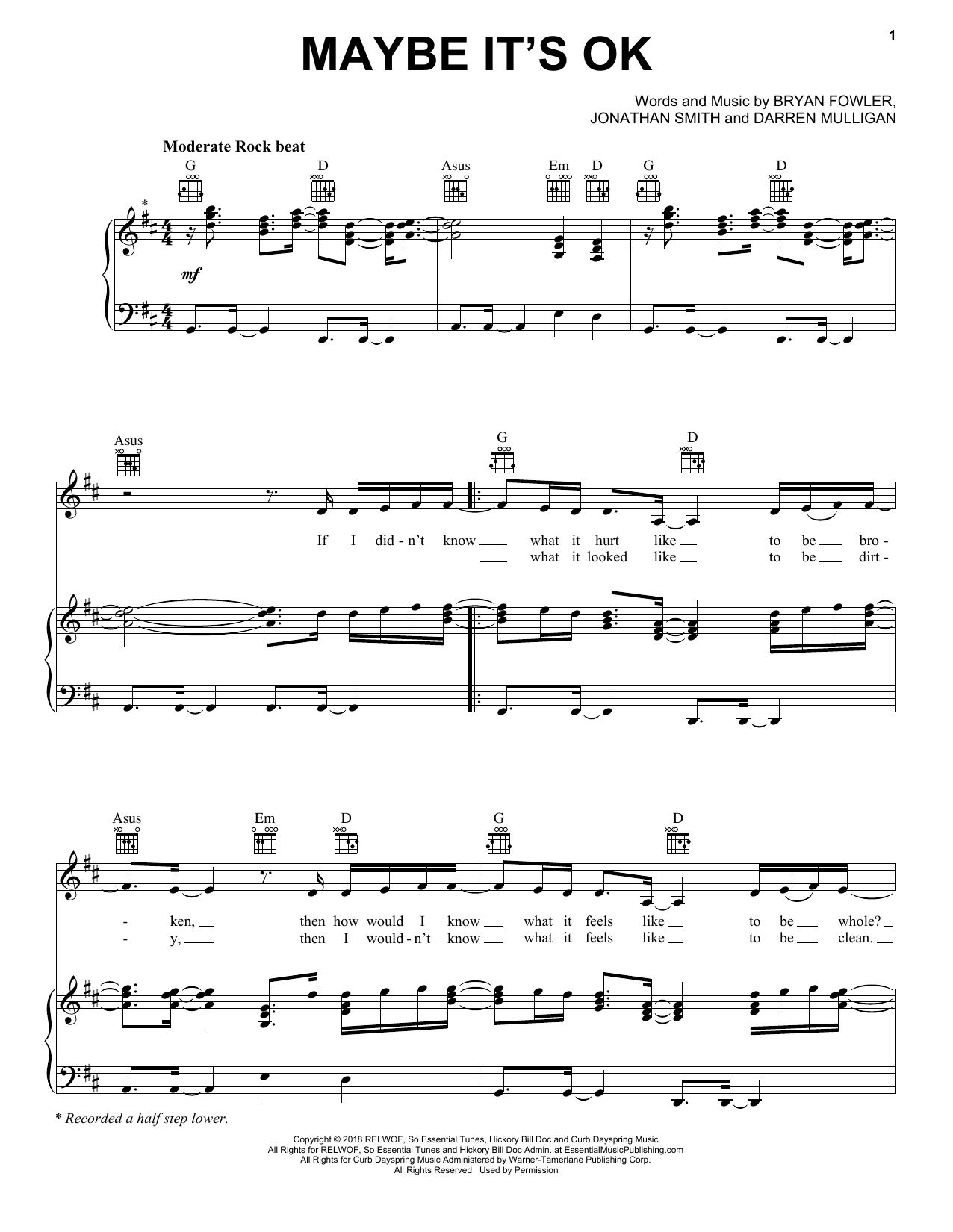 Download We Are Messengers Maybe It's OK Sheet Music and learn how to play Piano, Vocal & Guitar Chords (Right-Hand Melody) PDF digital score in minutes