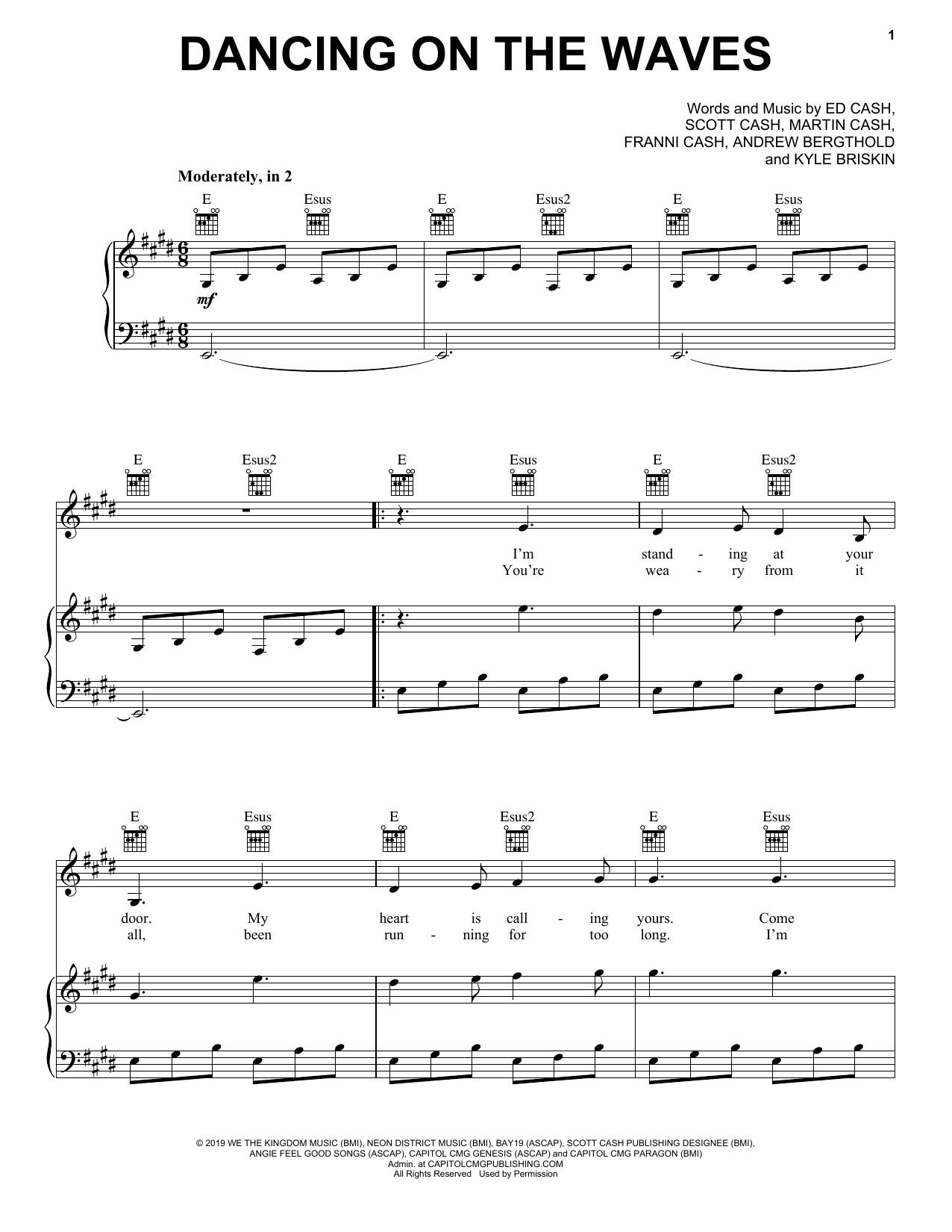 Download We The Kingdom Dancing On The Waves Sheet Music and learn how to play Piano, Vocal & Guitar Chords (Right-Hand Melody) PDF digital score in minutes