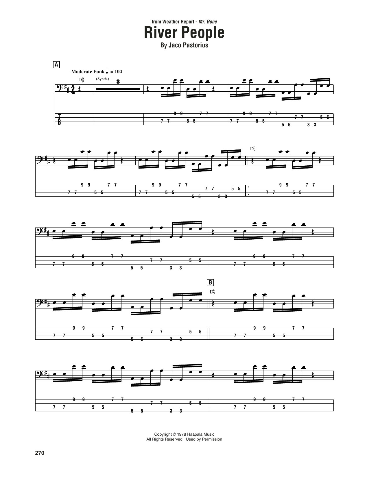 Download Weather Report River People Sheet Music and learn how to play Bass Guitar Tab PDF digital score in minutes