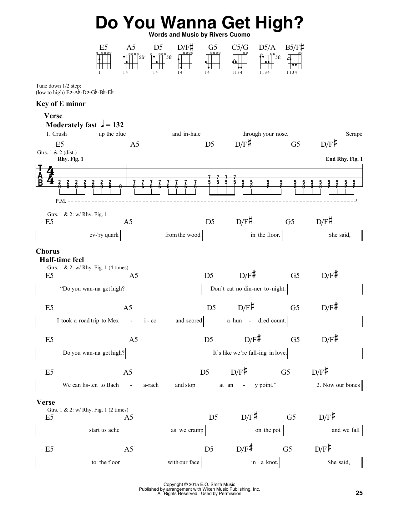 Download Weezer Do You Wanna Get High? Sheet Music and learn how to play Guitar Lead Sheet PDF digital score in minutes