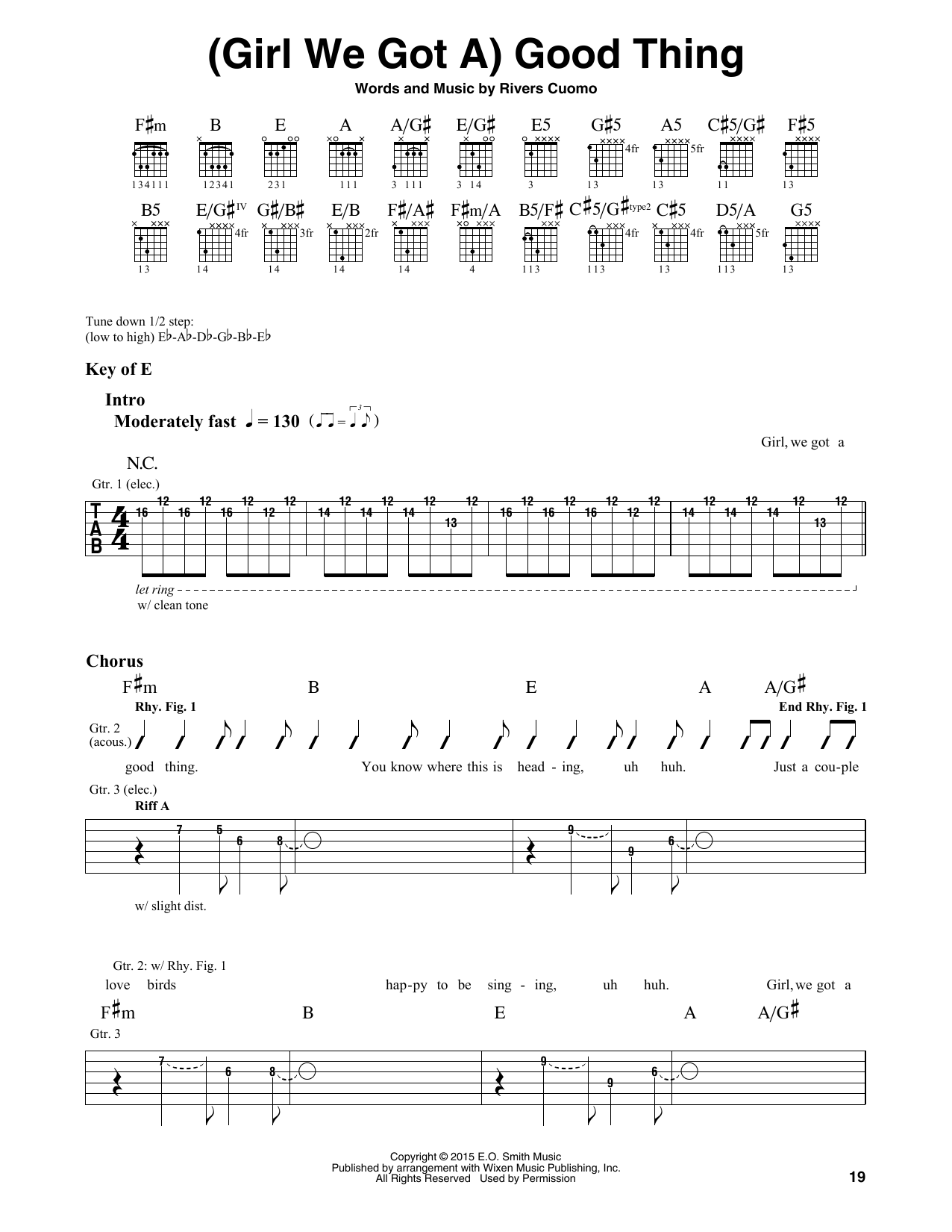 Download Weezer (Girl We Got A) Good Thing Sheet Music and learn how to play Guitar Lead Sheet PDF digital score in minutes