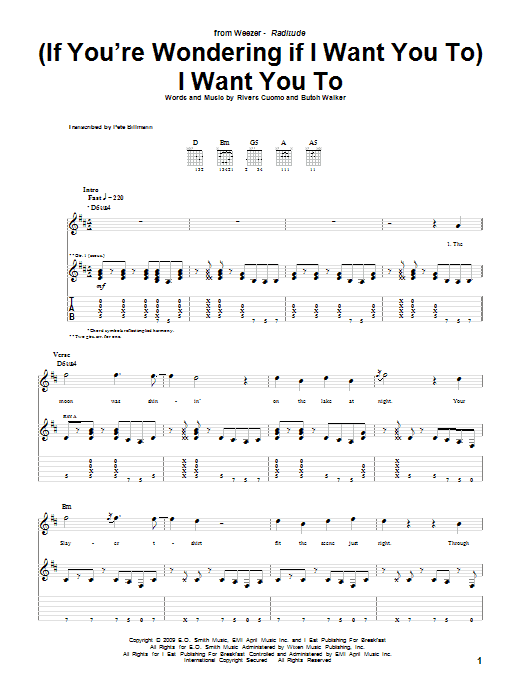 Download Weezer (If You're Wondering If I Want You To) I Want You To Sheet Music and learn how to play Guitar Tab PDF digital score in minutes