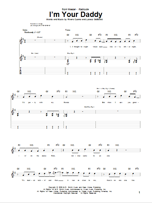 Download Weezer I'm Your Daddy Sheet Music and learn how to play Guitar Tab PDF digital score in minutes