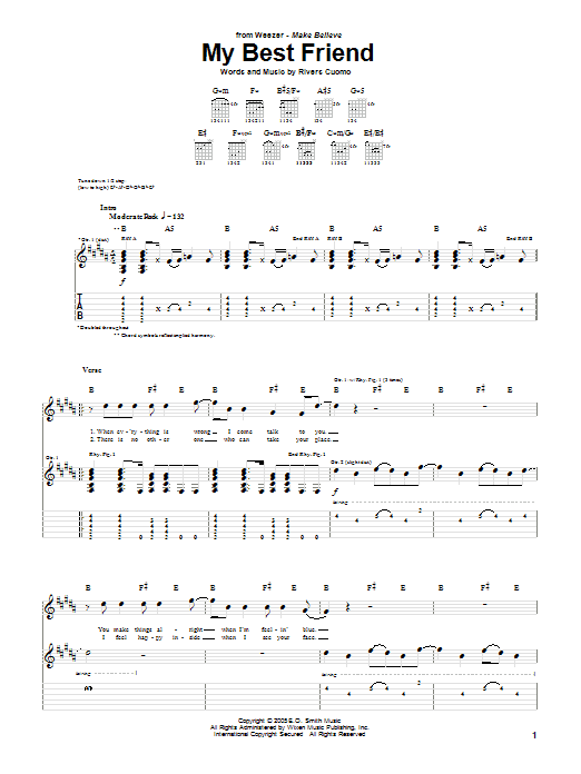 Download Weezer My Best Friend Sheet Music and learn how to play Guitar Tab PDF digital score in minutes