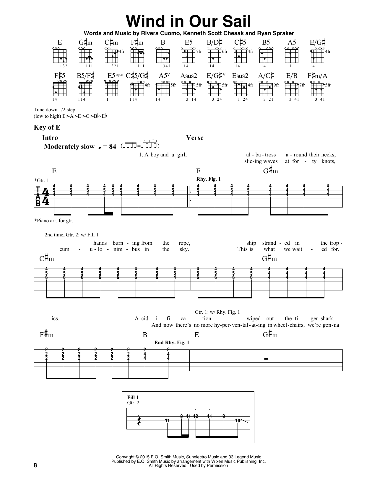 Download Weezer Wind In Our Sail Sheet Music and learn how to play Guitar Lead Sheet PDF digital score in minutes