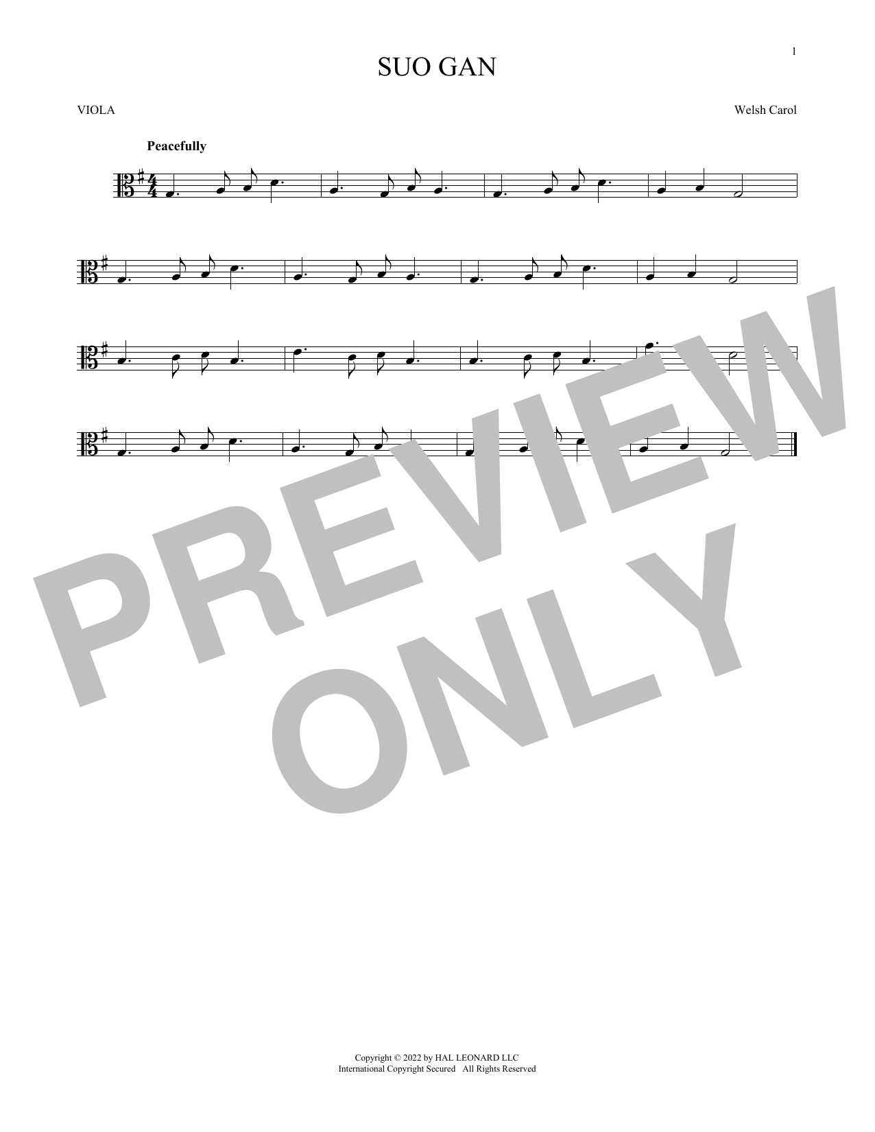 Download Welsh carol Suo Gan Sheet Music and learn how to play Alto Sax Solo PDF digital score in minutes