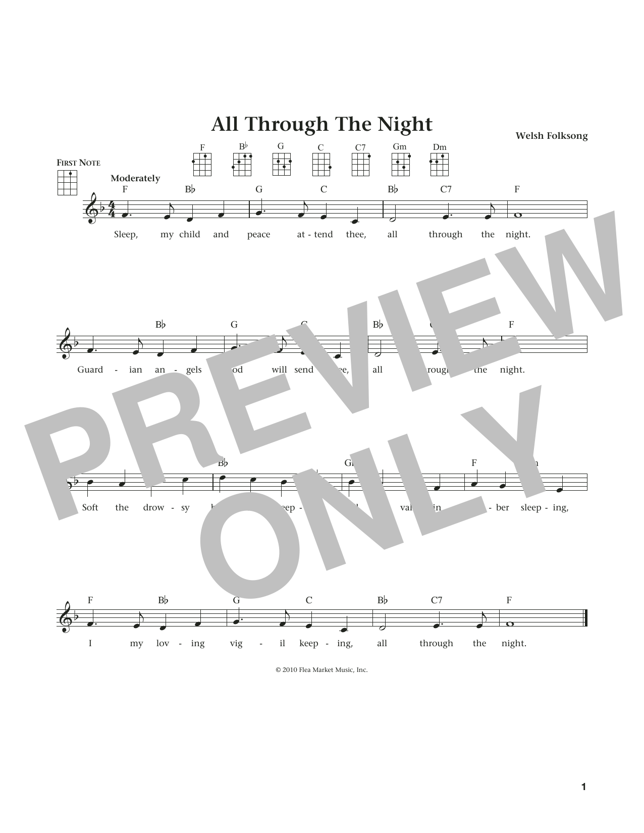 Download Welsh Folksong All Through The Night Sheet Music and learn how to play Ukulele PDF digital score in minutes