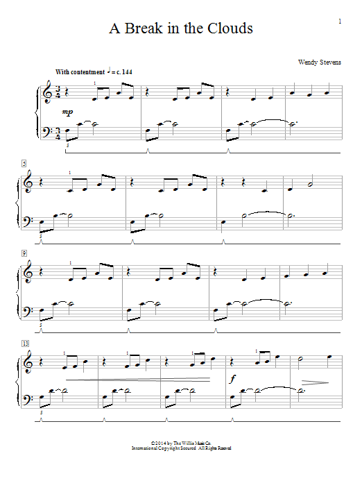 Download Wendy Stevens A Break In The Clouds Sheet Music and learn how to play Easy Piano PDF digital score in minutes