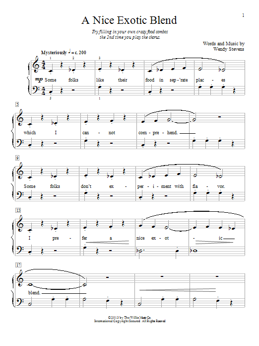 Download Wendy Stevens A Nice Exotic Blend Sheet Music and learn how to play Easy Piano PDF digital score in minutes