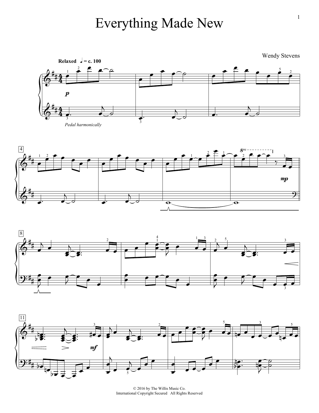 Download Wendy Stevens Everything Made New Sheet Music and learn how to play Easy Piano PDF digital score in minutes