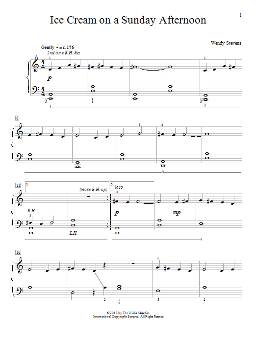 Download Wendy Stevens Ice Cream On A Sunday Afternoon Sheet Music and learn how to play Easy Piano PDF digital score in minutes