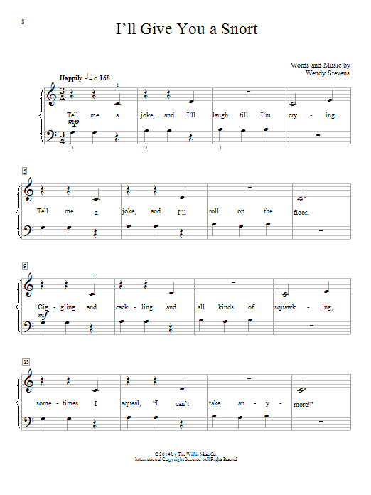 Download Wendy Stevens I'll Give You A Snort Sheet Music and learn how to play Easy Piano PDF digital score in minutes