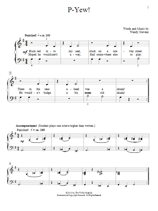 Download Wendy Stevens P-Yew! Sheet Music and learn how to play Easy Piano PDF digital score in minutes