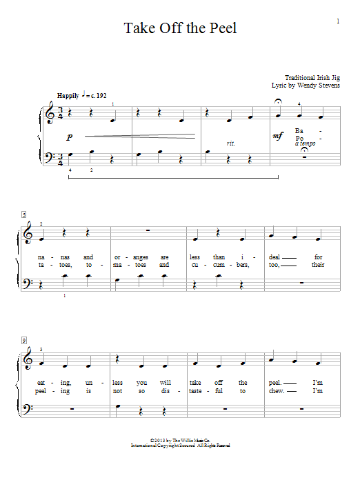 Download Wendy Stevens Take Off The Peel Sheet Music and learn how to play Easy Piano PDF digital score in minutes