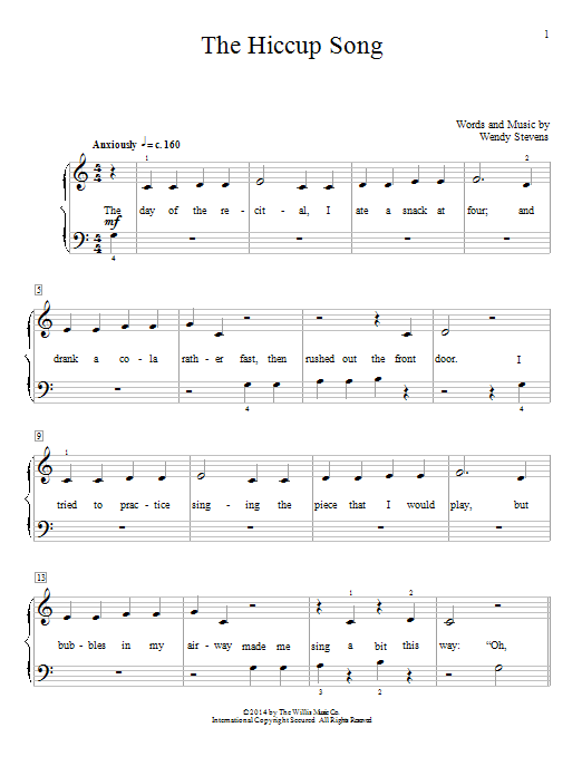 Download Wendy Stevens The Hiccup Song Sheet Music and learn how to play Easy Piano PDF digital score in minutes