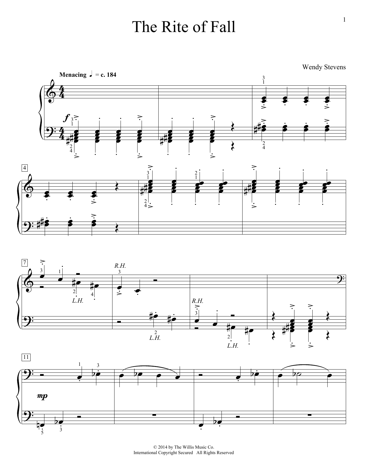 Download Wendy Stevens The Rite Of Fall Sheet Music and learn how to play Easy Piano PDF digital score in minutes