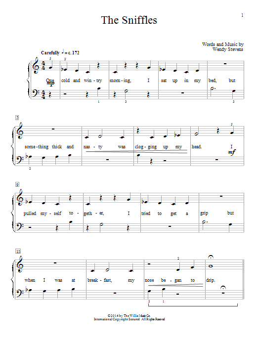 Download Wendy Stevens The Sniffles Sheet Music and learn how to play Easy Piano PDF digital score in minutes