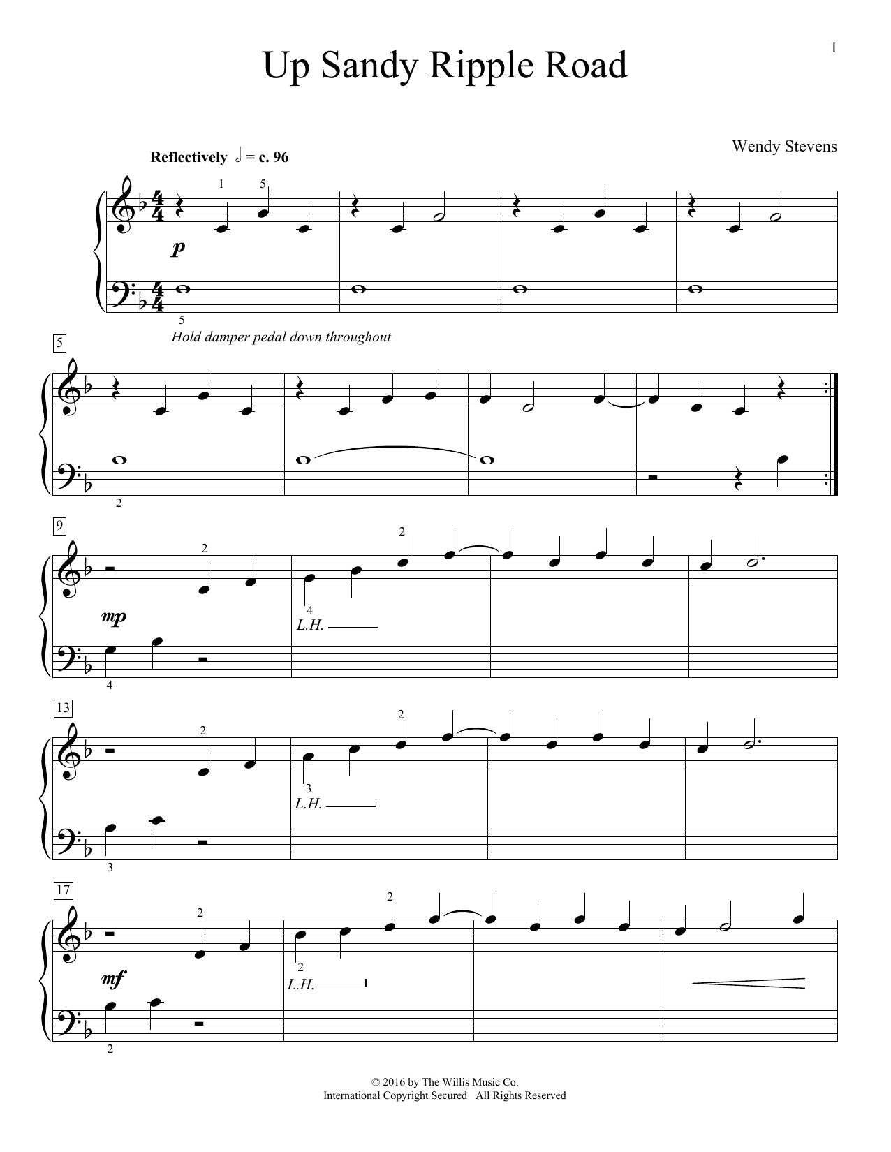 Download Wendy Stevens Up Sandy Ripple Road Sheet Music and learn how to play Easy Piano PDF digital score in minutes