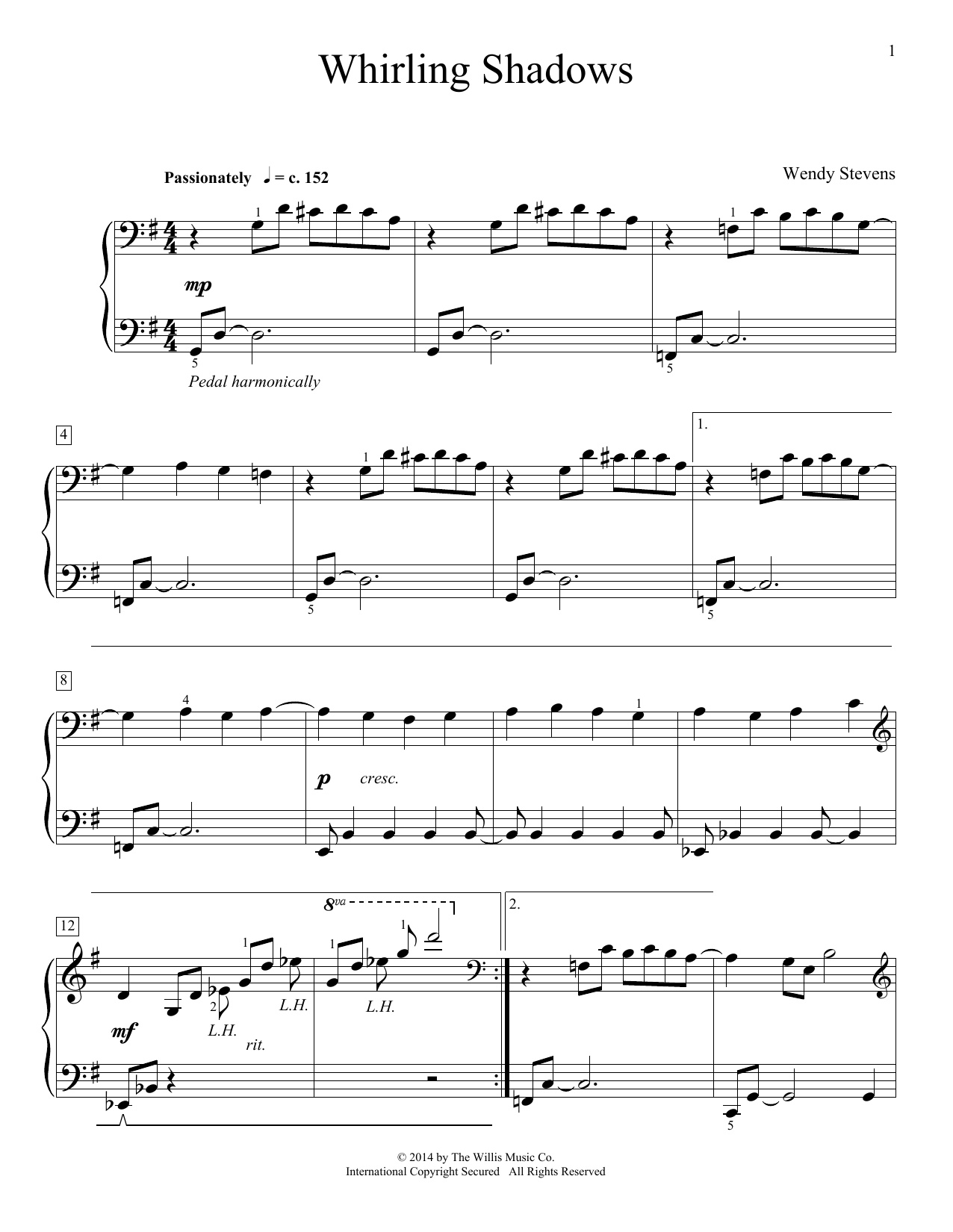 Download Wendy Stevens Whirling Shadows Sheet Music and learn how to play Educational Piano PDF digital score in minutes