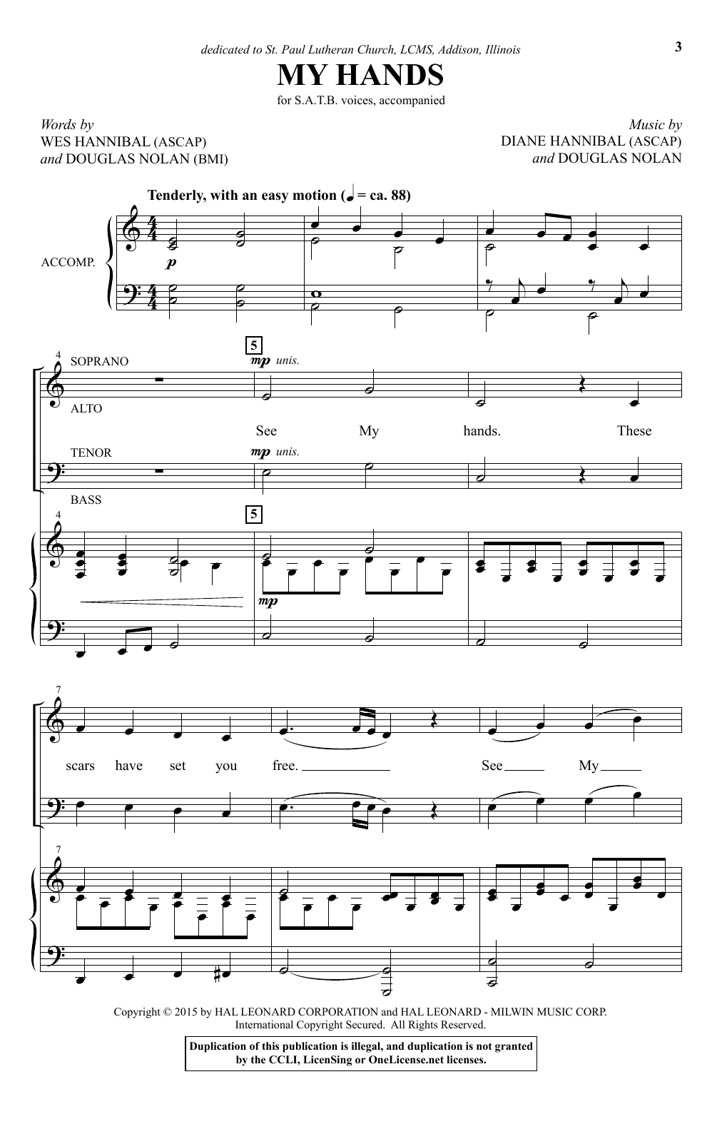 Download Wes Hannibal My Hands Sheet Music and learn how to play SATB PDF digital score in minutes