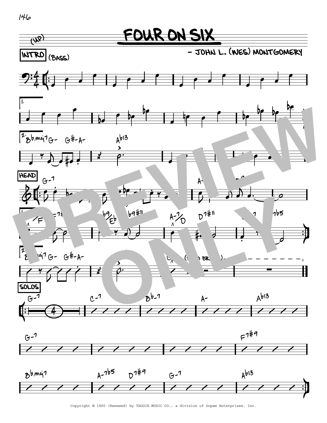 Download Wes Montgomery Four On Six [Reharmonized version] (arr. Jack Grassel) Sheet Music and learn how to play Real Book – Melody & Chords PDF digital score in minutes