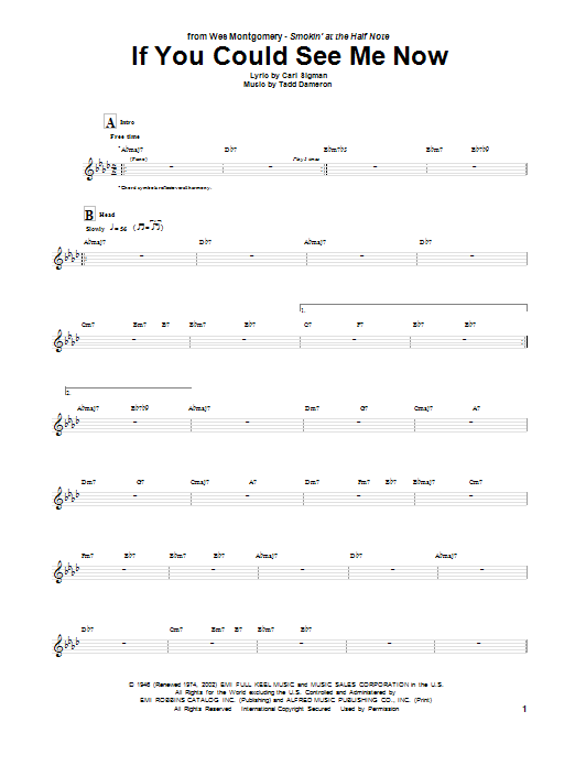 Download Wes Montgomery If You Could See Me Now Sheet Music and learn how to play Guitar Tab PDF digital score in minutes