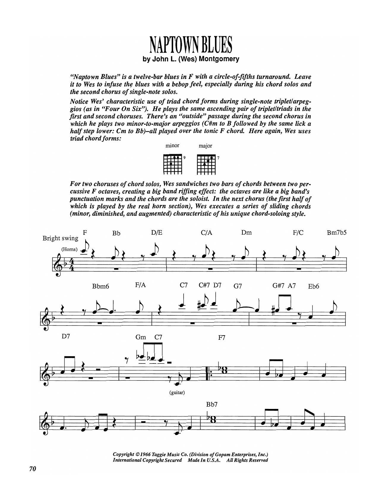 Download Wes Montgomery Naptown Blues Sheet Music and learn how to play Electric Guitar Transcription PDF digital score in minutes