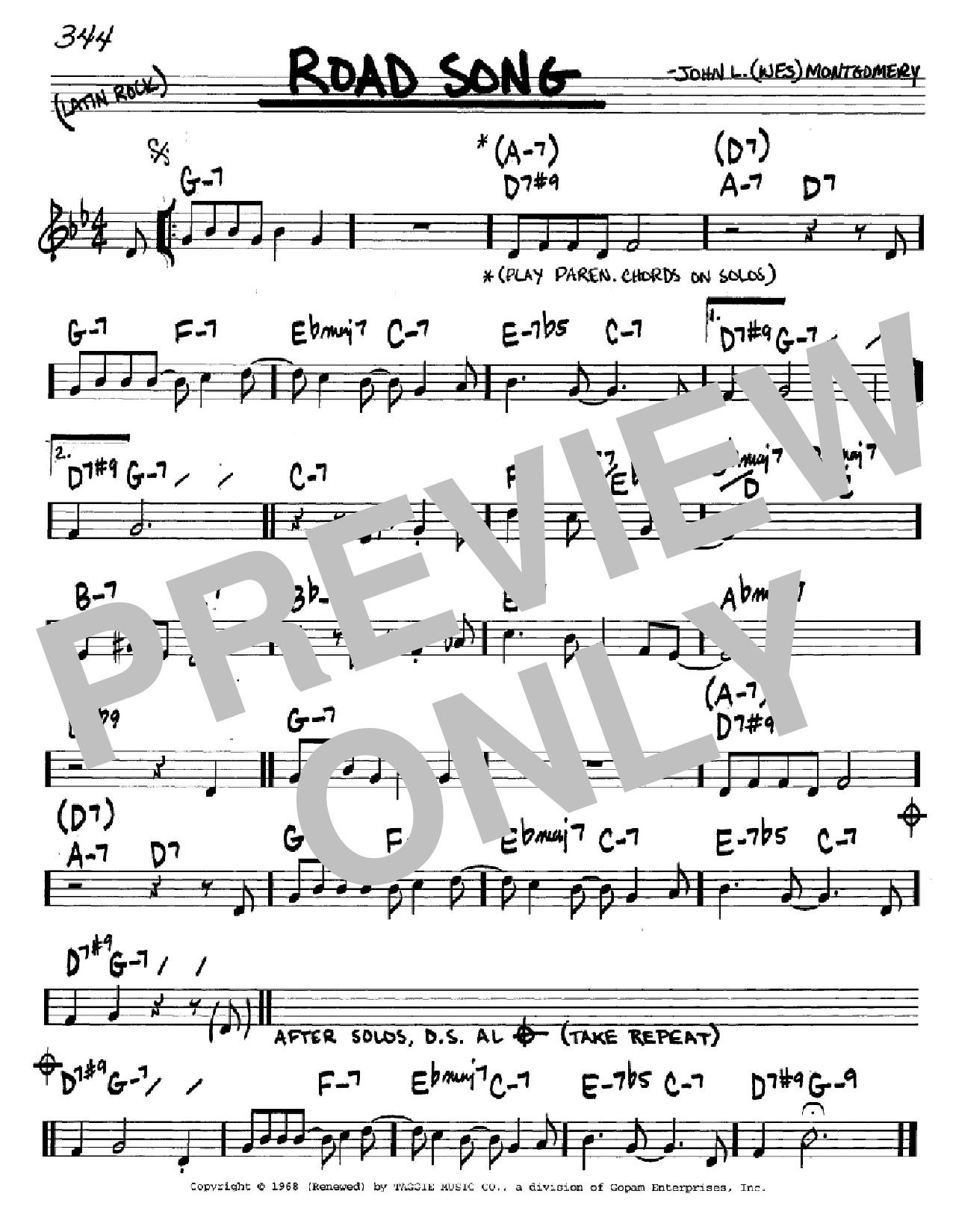 Download Wes Montgomery Road Song Sheet Music and learn how to play Piano Solo PDF digital score in minutes