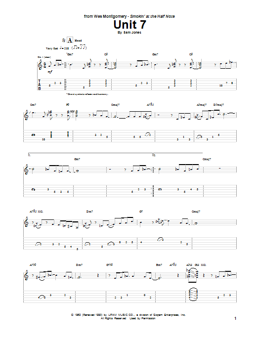 Download Wes Montgomery Unit 7 Sheet Music and learn how to play Guitar Tab PDF digital score in minutes
