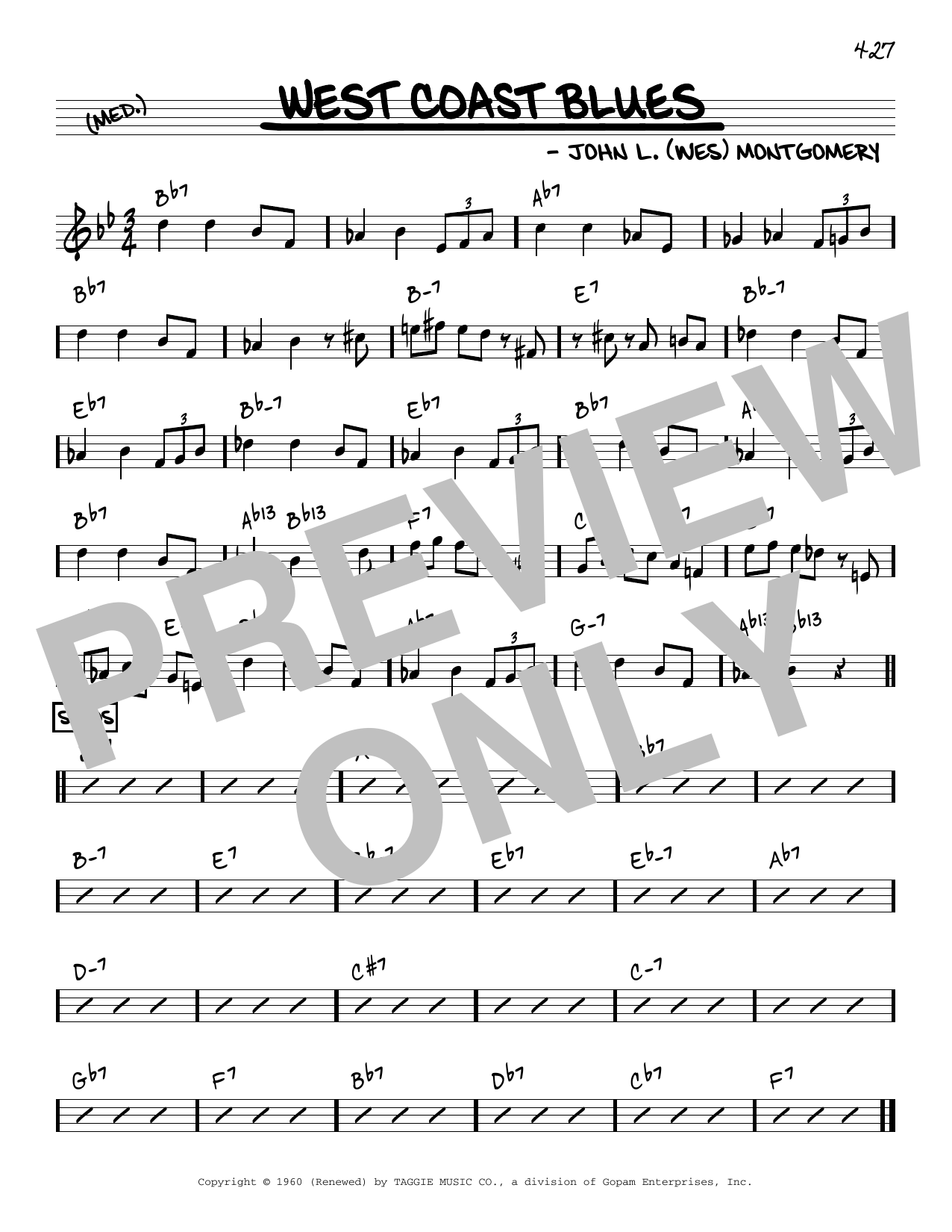 Download Wes Montgomery West Coast Blues [Reharmonized version] (arr. Jack Grassel) Sheet Music and learn how to play Real Book – Melody & Chords PDF digital score in minutes