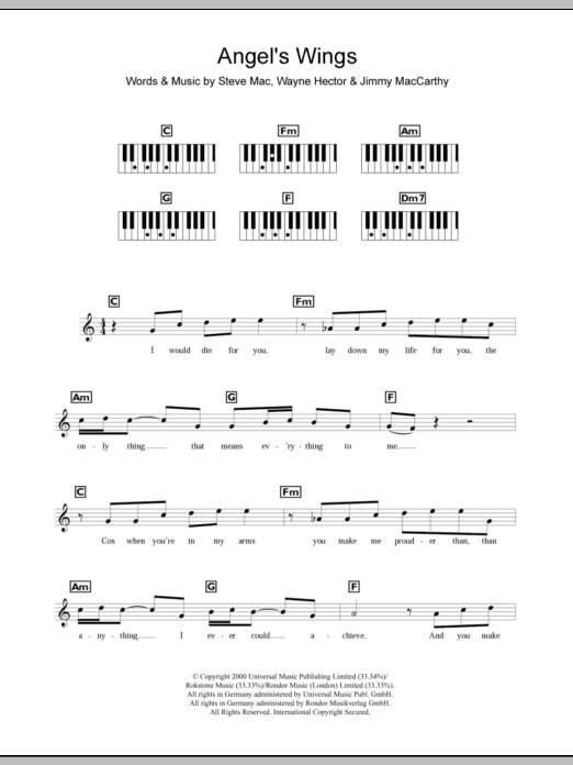 Download Westlife Angel's Wings Sheet Music and learn how to play Keyboard PDF digital score in minutes