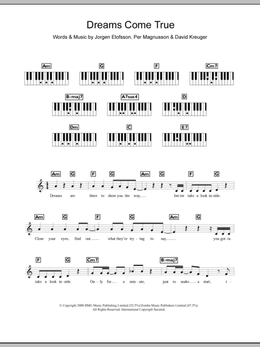 Download Westlife Dreams Come True Sheet Music and learn how to play Keyboard PDF digital score in minutes