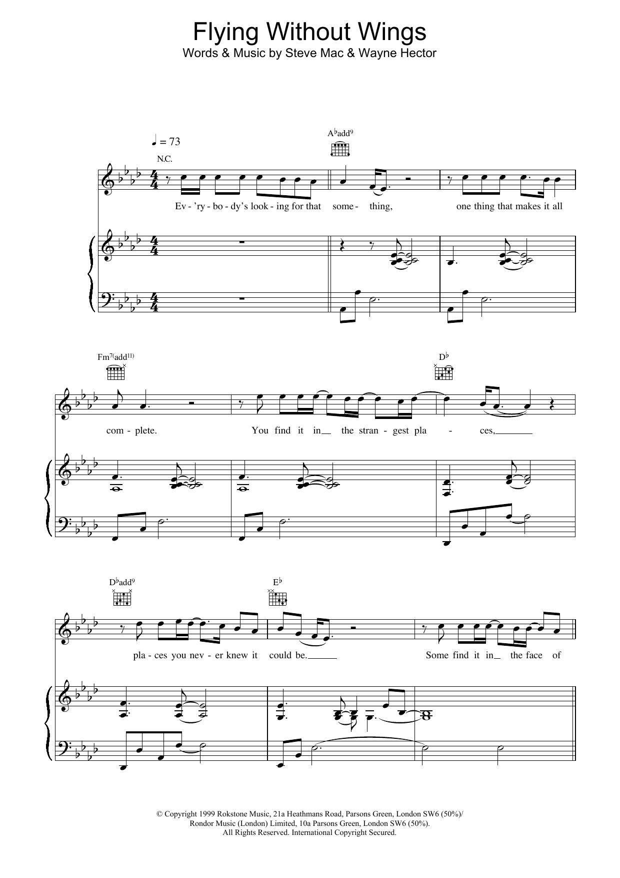 Download Westlife Flying Without Wings Sheet Music and learn how to play Alto Saxophone PDF digital score in minutes