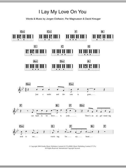 Download Westlife I Lay My Love On You Sheet Music and learn how to play Keyboard PDF digital score in minutes