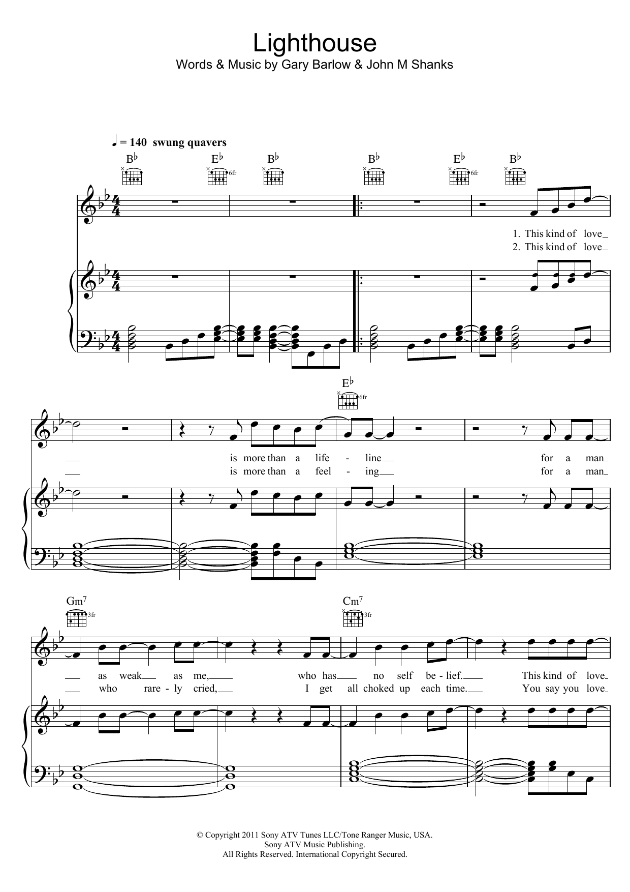 Download Westlife Lighthouse Sheet Music and learn how to play Piano, Vocal & Guitar (Right-Hand Melody) PDF digital score in minutes