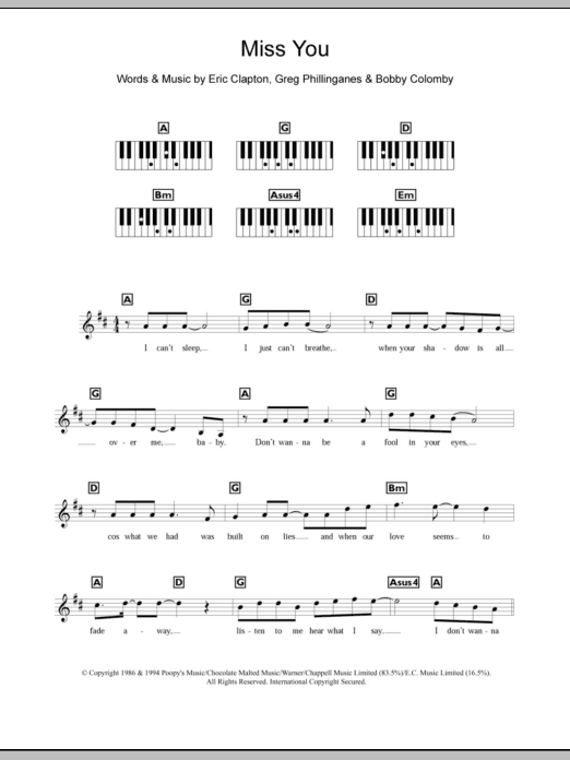 Download Westlife Miss You Sheet Music and learn how to play Keyboard PDF digital score in minutes