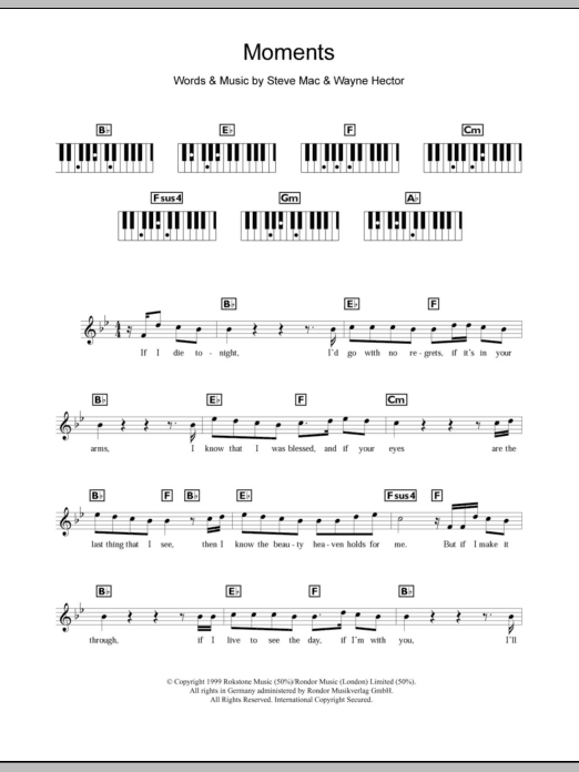 Download Westlife Moments Sheet Music and learn how to play Keyboard PDF digital score in minutes