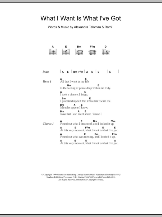 Download Westlife What I Want Is What I've Got Sheet Music and learn how to play Lyrics & Chords PDF digital score in minutes