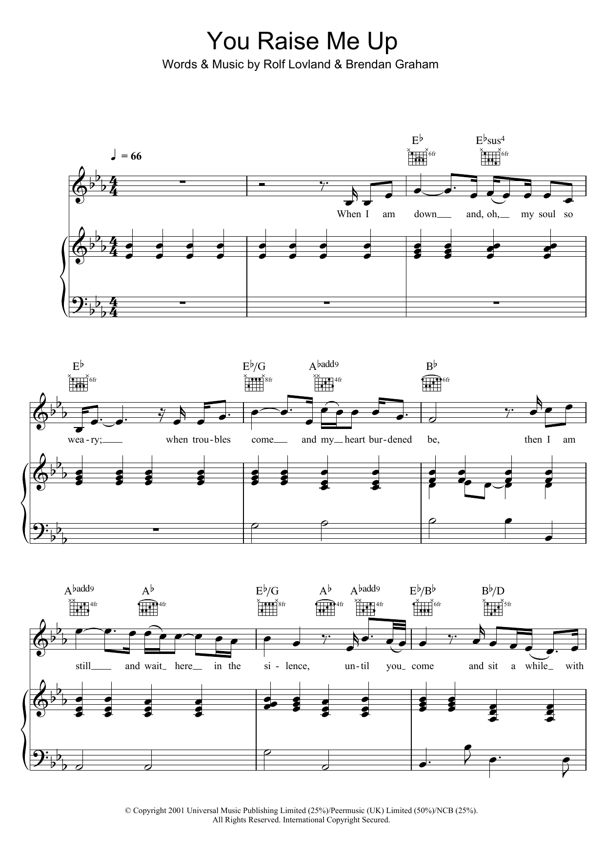 Download Westlife You Raise Me Up Sheet Music and learn how to play SATB PDF digital score in minutes