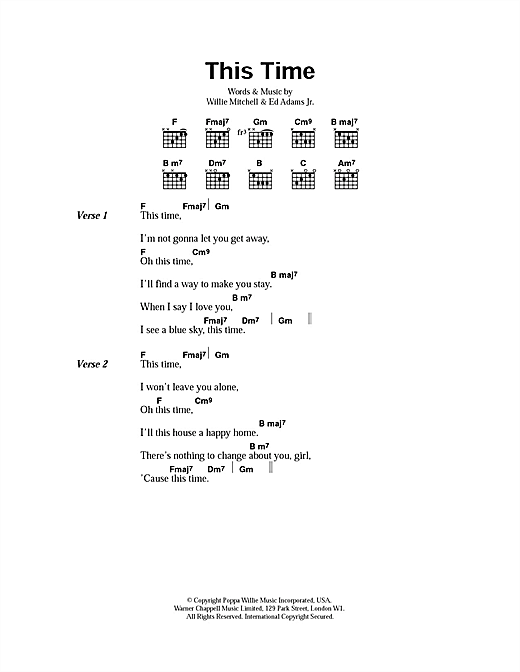 Download Wet Wet Wet This Time Sheet Music and learn how to play Lyrics & Chords PDF digital score in minutes
