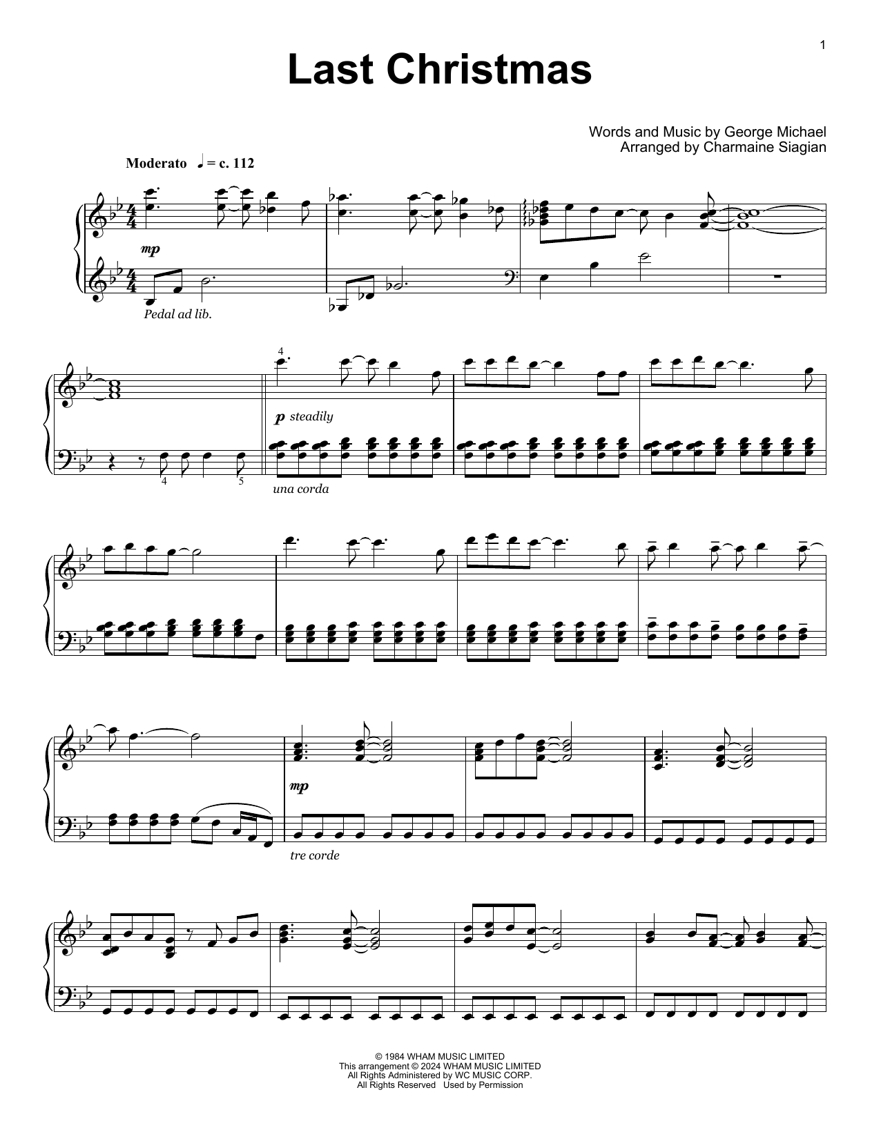 Download Wham! Last Christmas (arr. Charmaine Siagian) Sheet Music and learn how to play Educational Piano PDF digital score in minutes