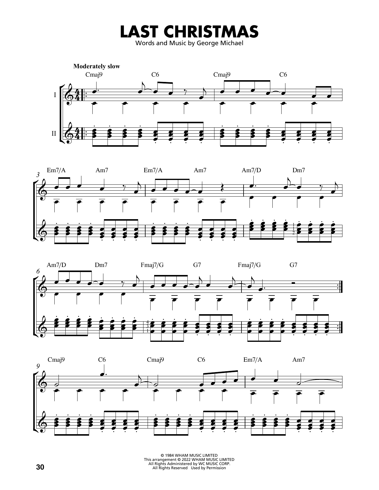 Download Wham! Last Christmas (arr. Mark Phillips) Sheet Music and learn how to play Easy Guitar Tab PDF digital score in minutes