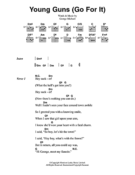 Download Wham! Young Guns (Go For It) Sheet Music and learn how to play Lyrics & Chords PDF digital score in minutes