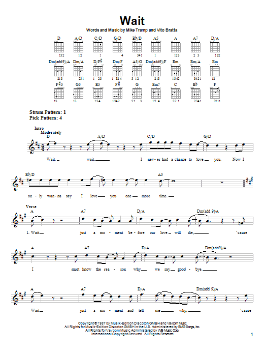 Download White Lion Wait Sheet Music and learn how to play Guitar Lead Sheet PDF digital score in minutes
