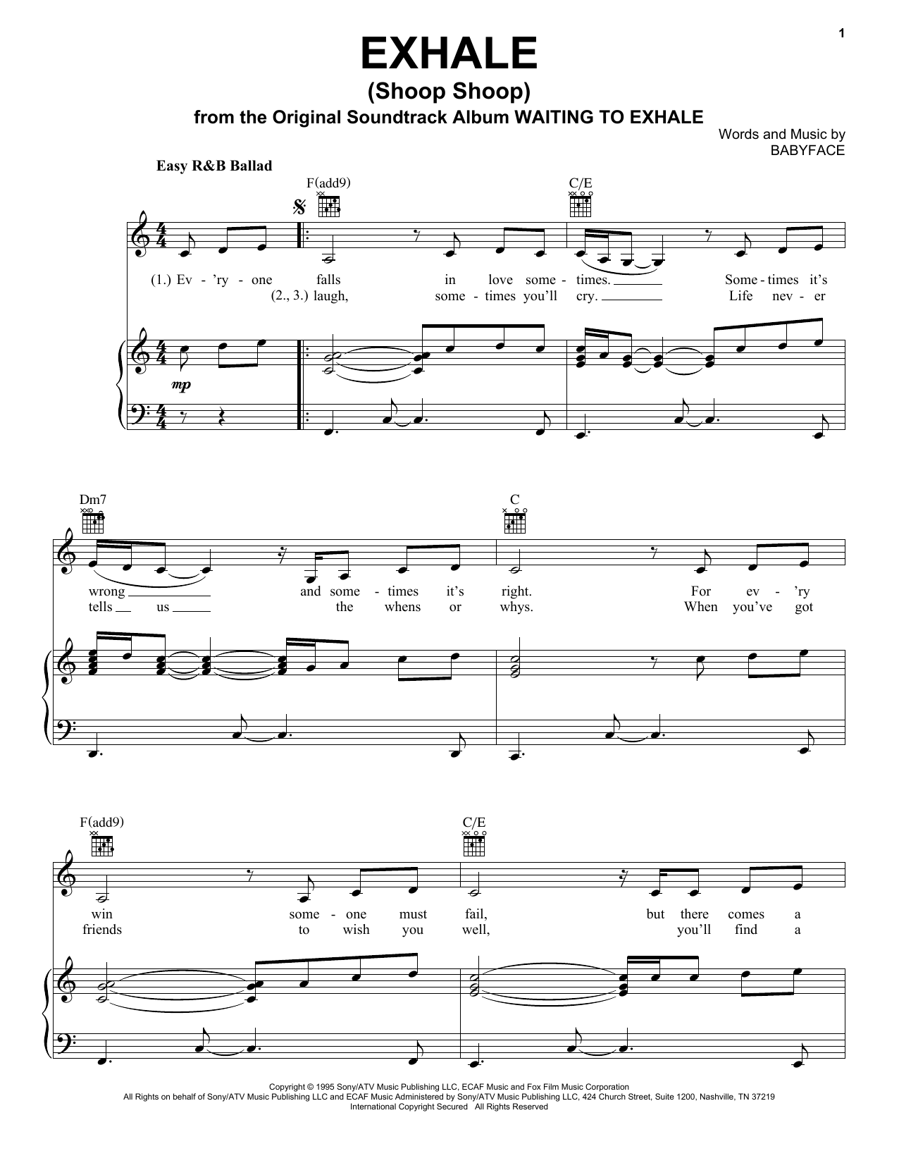Download Whitney Houston Exhale (Shoop Shoop) Sheet Music and learn how to play Flute PDF digital score in minutes