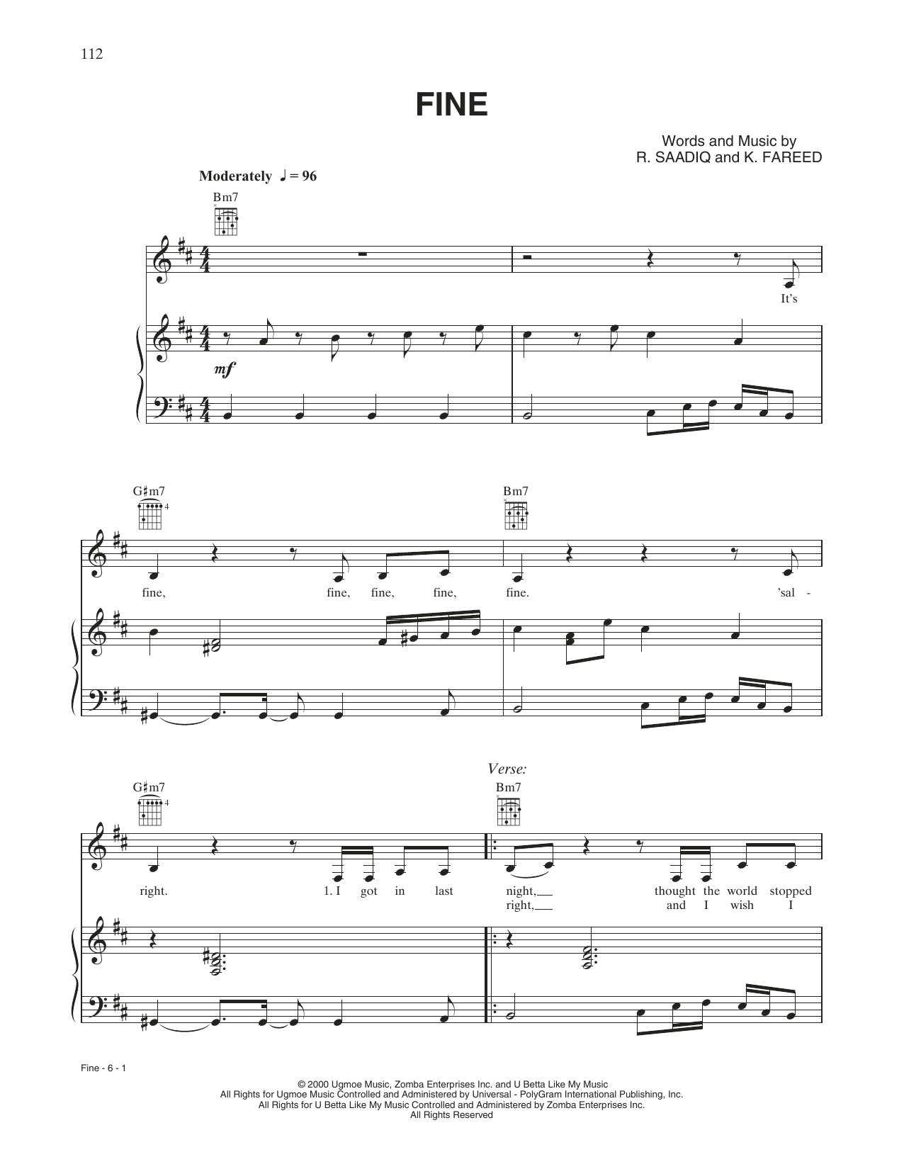 Download Whitney Houston Fine Sheet Music and learn how to play Piano, Vocal & Guitar Chords (Right-Hand Melody) PDF digital score in minutes