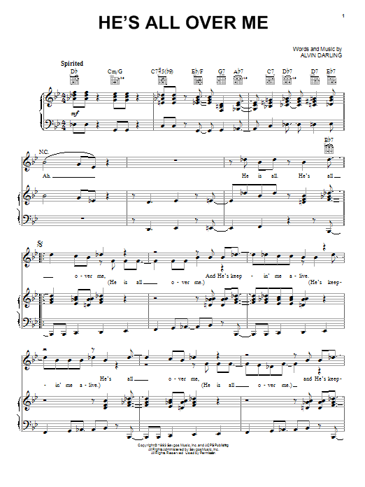 Download Whitney Houston He's All Over Me Sheet Music and learn how to play Piano, Vocal & Guitar (Right-Hand Melody) PDF digital score in minutes