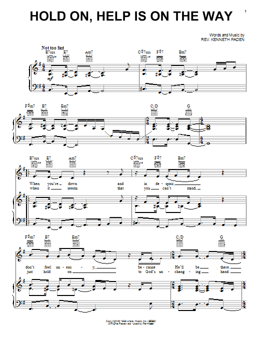 Download Whitney Houston Hold On, Help Is On The Way Sheet Music and learn how to play Piano, Vocal & Guitar (Right-Hand Melody) PDF digital score in minutes